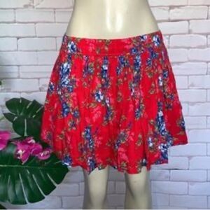 Abercrombie & Fitch Red and Blue Floral Mini Skirt